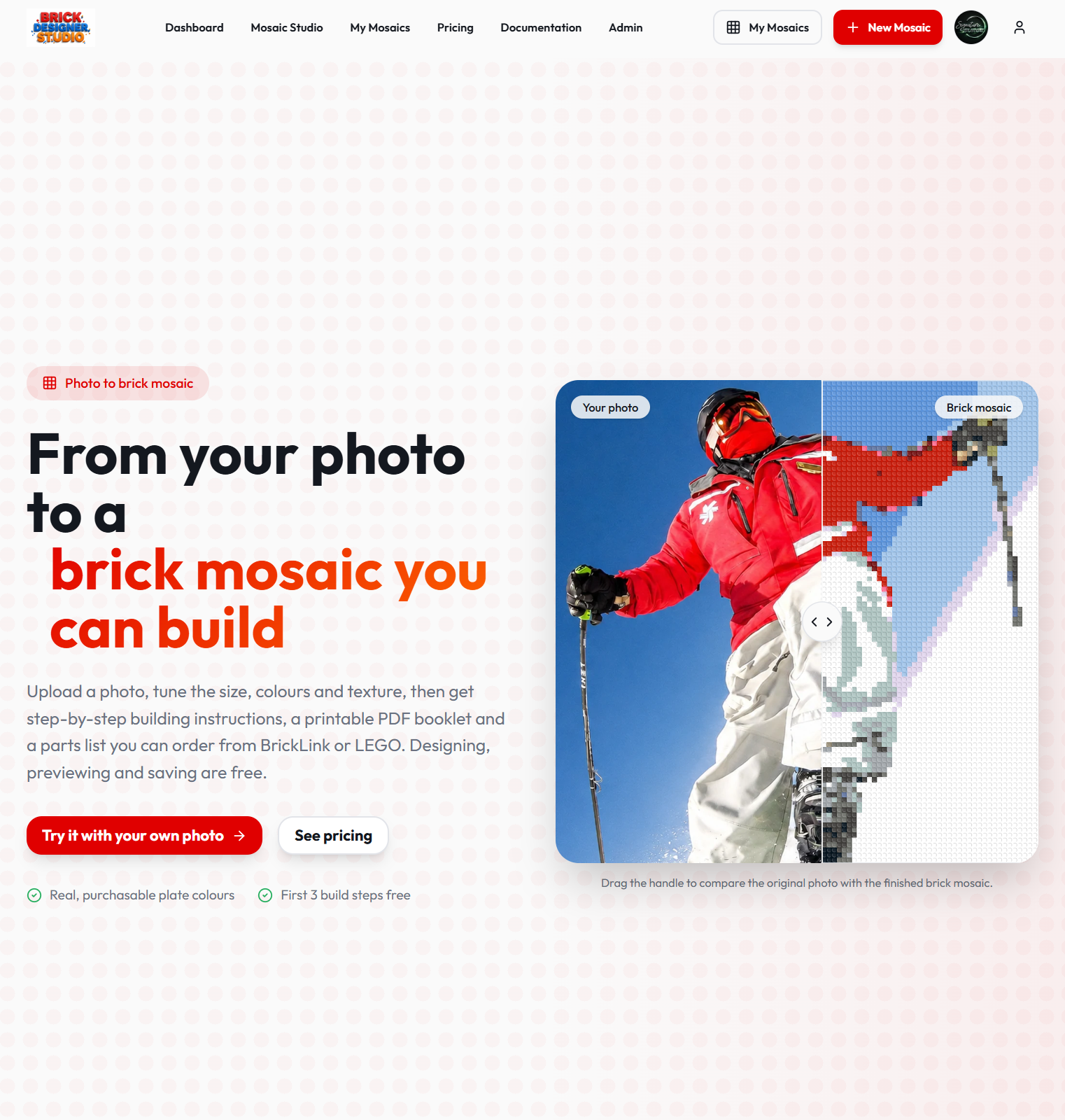 Brick Builder Studio website screenshot