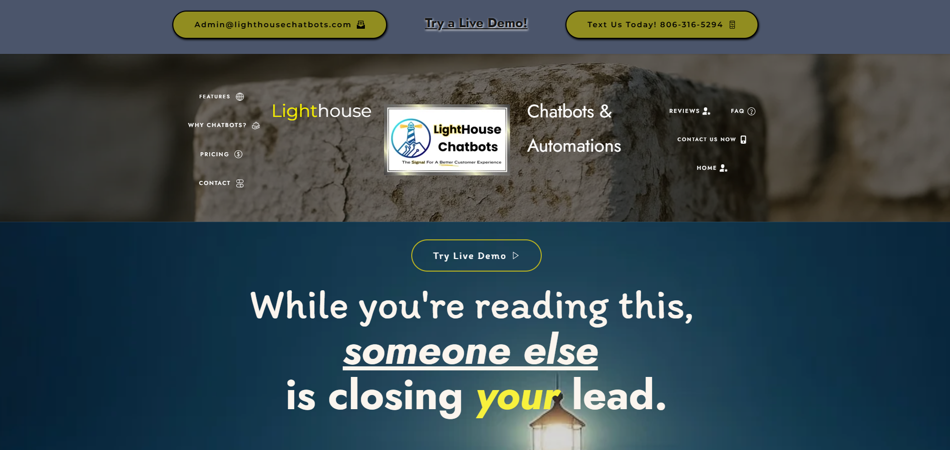 Lighthouse Chatbots website screenshot